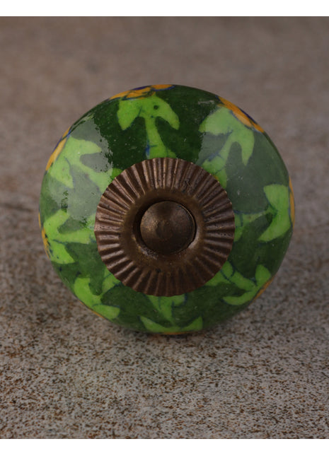 Drawer Beaded Knobs with Green Color Floral Print