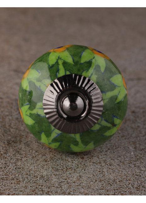 Drawer Beaded Knobs with Green Color Floral Print