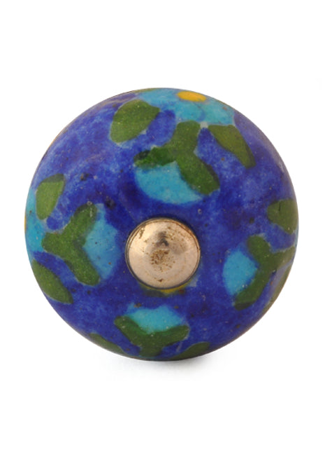 Floral Blue Beaded Kitchen Cabinet Knob