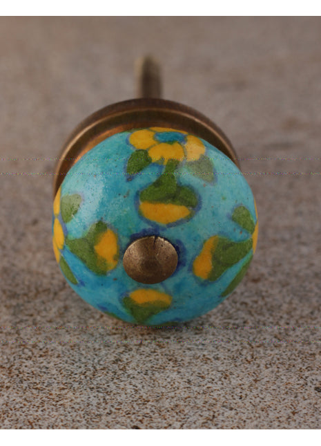 Turquoise Silver Beaded Dresser Drawer Knob