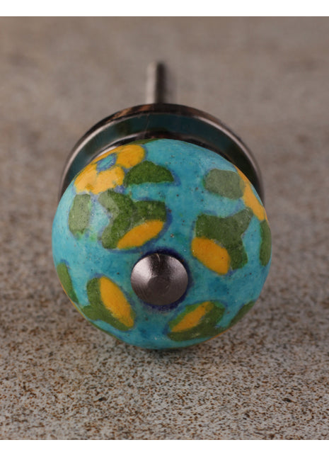 Turquoise Silver Beaded Dresser Drawer Knob