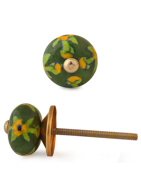 Unique Decorative Beaded Green Knob for Kitchen Cabinet
