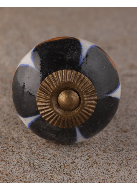 Black Beaded Antique Floral Kitchen Cabinet Knob