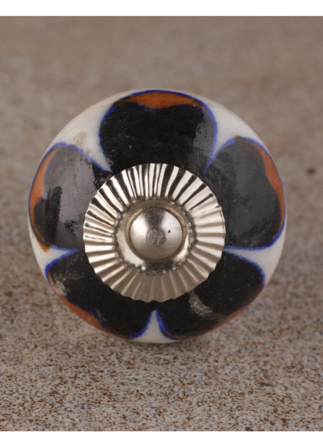 Black Beaded Antique Floral Kitchen Cabinet Knob