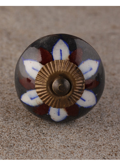 Antique Brown Base Flower Design Cabinet Knob