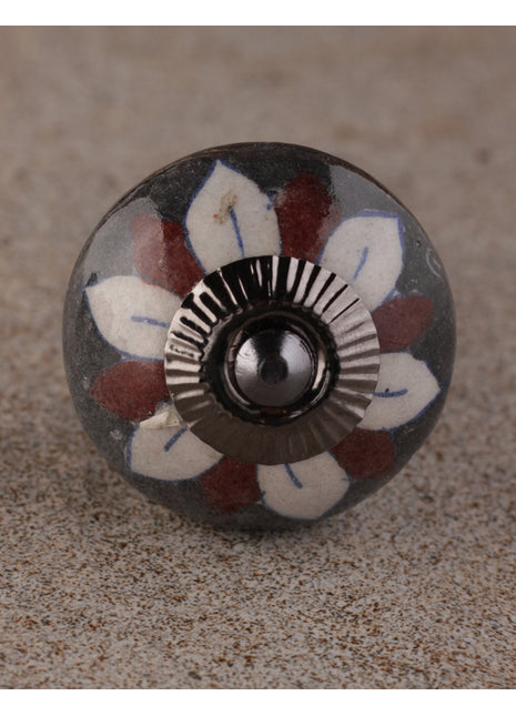 Antique Brown Base Flower Design Cabinet Knob