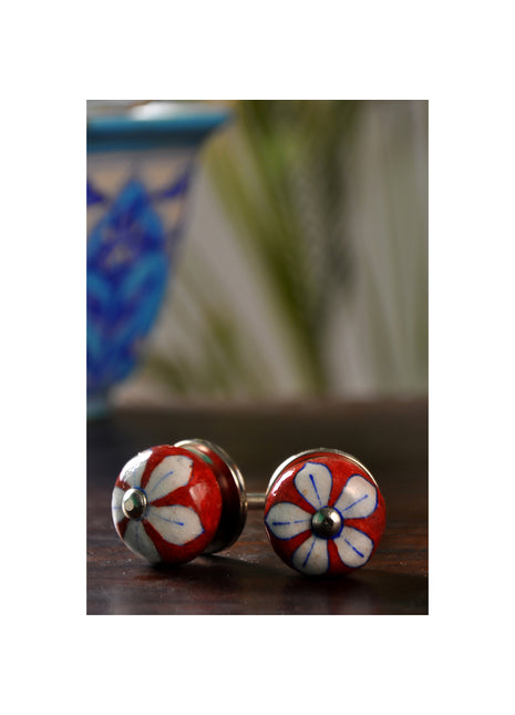 Unique Decorative Red Floral Beaded Bathroom Knob