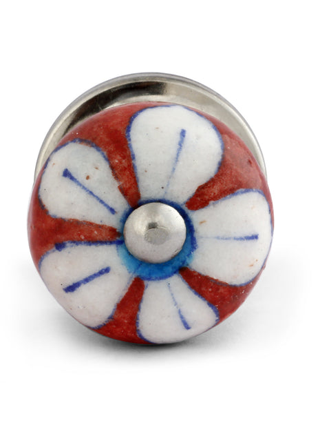 Unique Decorative Red Floral Beaded Bathroom Knob