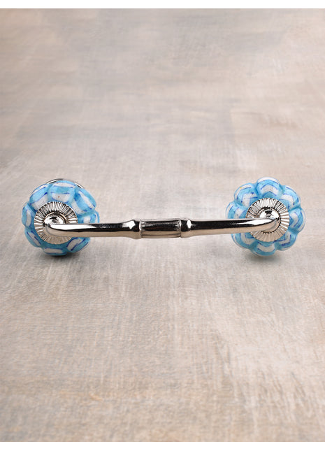 Turquoise And White Ceramic Bathroom Drawer Pull
