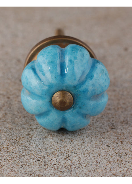 Stylish Turquoise Melon Shaped Ceramic Wardrobe Cabinet Knob