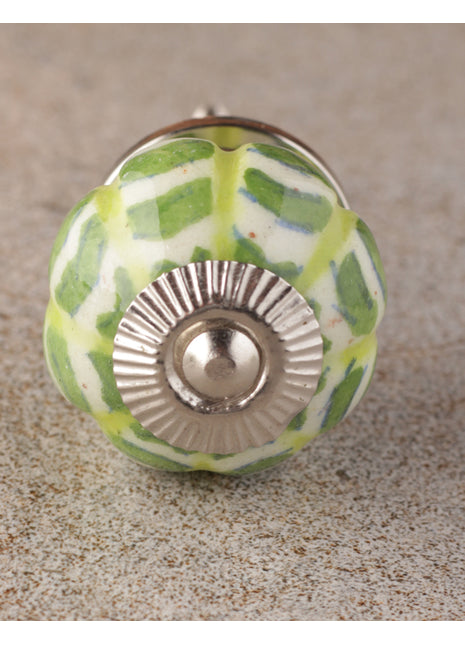 Dark Green Spiral Ceramic Kitchen Cabinet Melon Shaped Knob