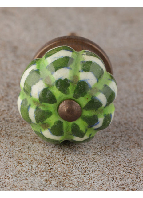 Green Ceramic Kitchen Cabinet Melon Shaped Knob