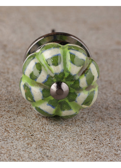Green Ceramic Kitchen Cabinet Melon Shaped Knob