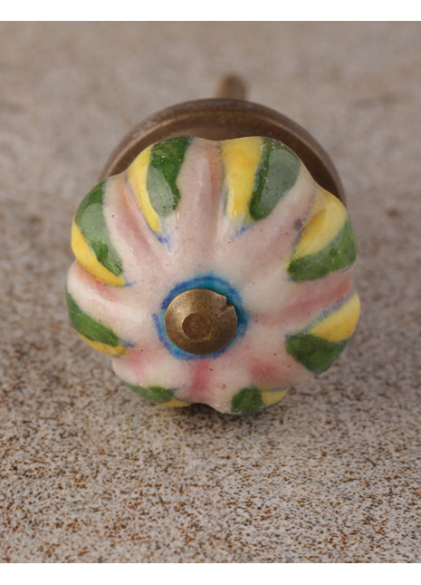 Vintage Pink Wardrobe Cabinet Knob With Yellow And Green Leaves