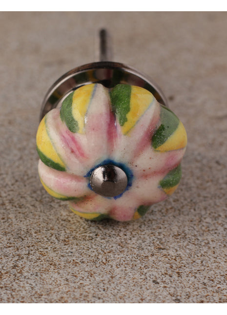 Vintage Pink Wardrobe Cabinet Knob With Yellow And Green Leaves