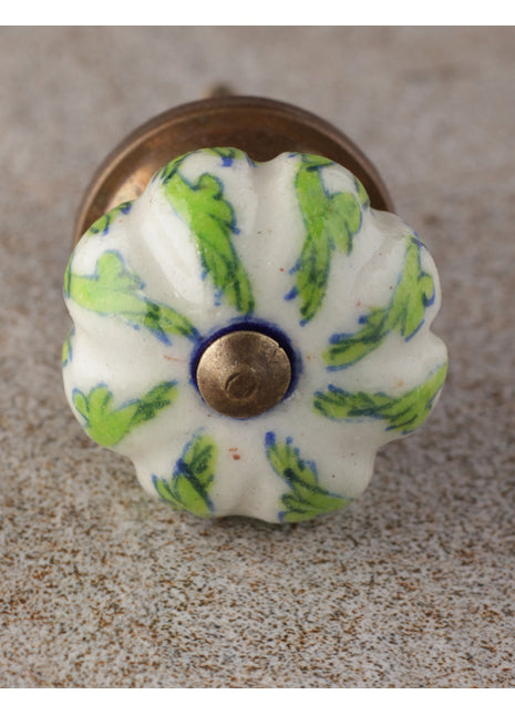 Green Design With White Base Melon Shaped Drawer Knob