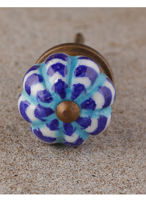 Blue Base With White And Turquoise Linings Drawer Cabinet Knob