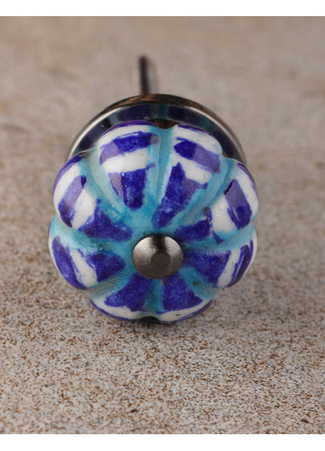 Blue Base With White And Turquoise Linings Drawer Cabinet Knob