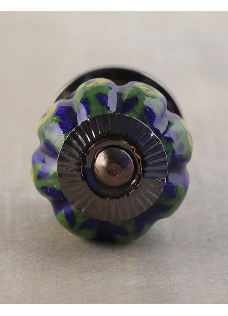 Yellow Flower and Green Leafs with Blue Base Dresser Cabinet Knob