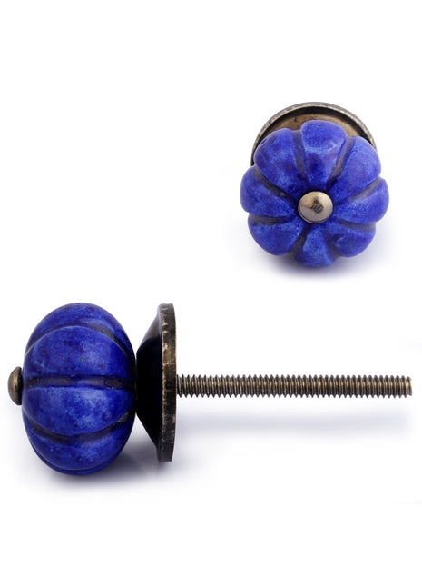 Royal Blue Melon Shaped Ceramic Kitchen Cabinet Knob