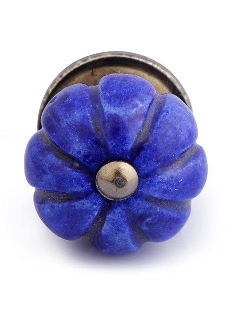 Royal Blue Melon Shaped Ceramic Kitchen Cabinet Knob
