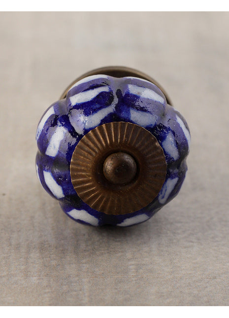 Antique Blue Base With White Color Melon Shaped Knob