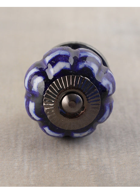 Antique Blue Base With White Color Melon Shaped Knob
