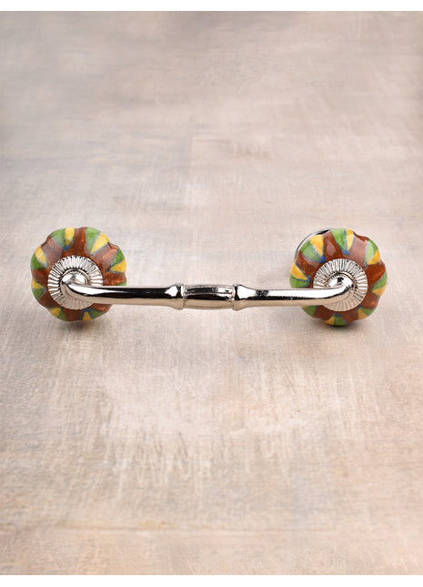 Vintage Brown Wardrobe Cabinet Pull With Yellow And Green Leaves