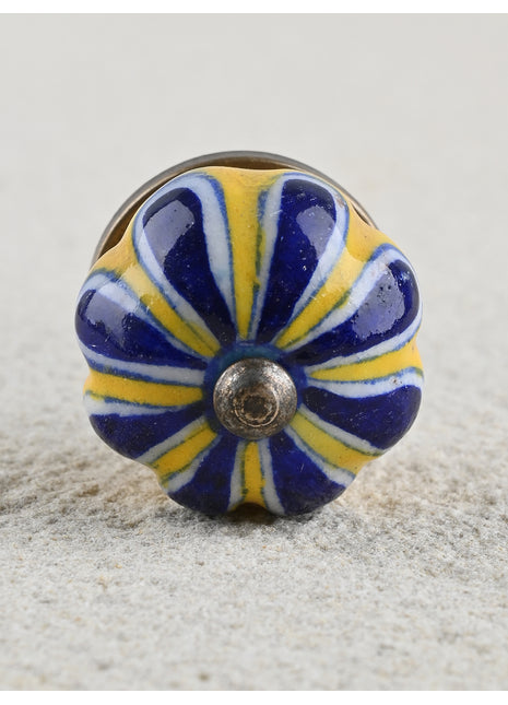Yellow and Blue Ceramic knob