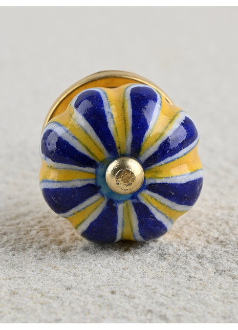 Yellow and Blue Ceramic knob