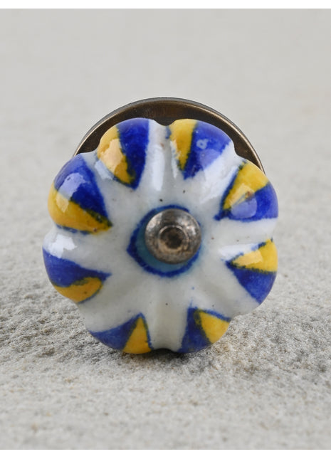 Yellow and Blue Ceramic knob