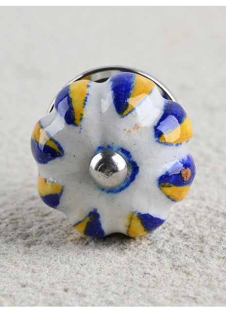 Yellow and Blue Ceramic knob