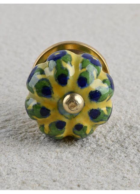 Yellow Base and Blue Flower Knob