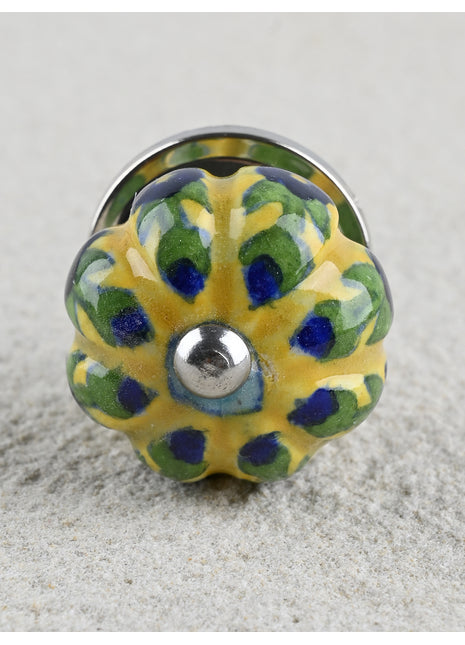 Yellow Base and Blue Flower Knob