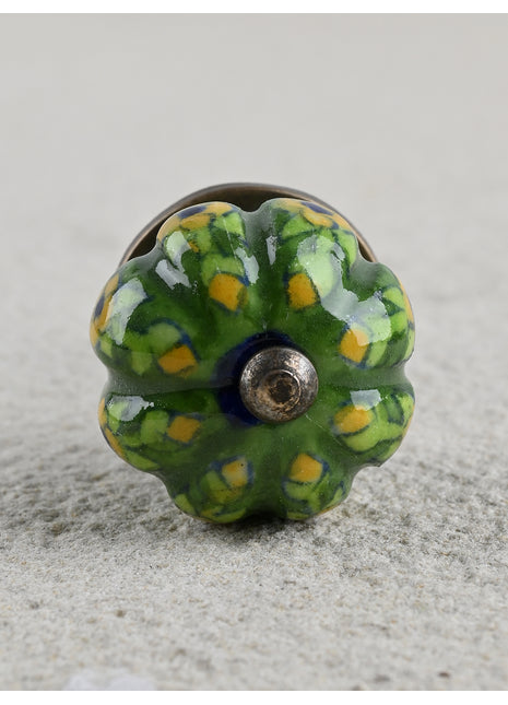Green Base and Yellow Flower knob