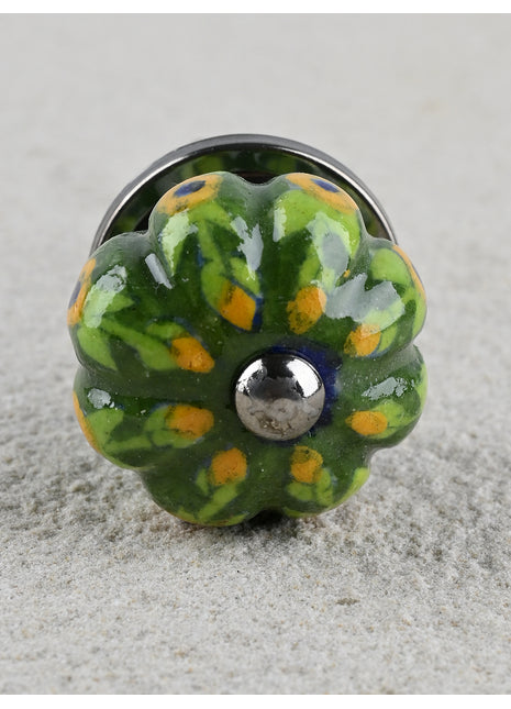 Green Base and Yellow Flower knob