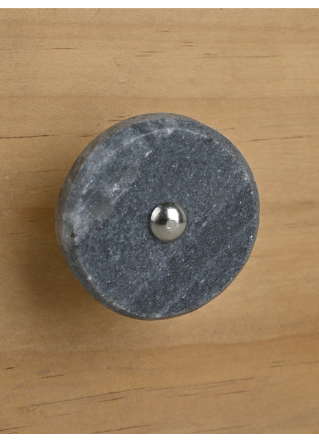 Round Marbled Dark Grey Color Stone Cupboard Drawer Knob