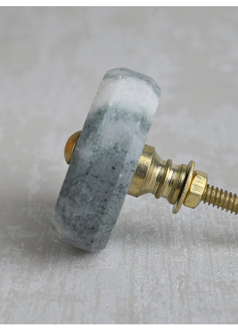 Round Marbled Grey and White Color Stone Cupboard Drawer Knob