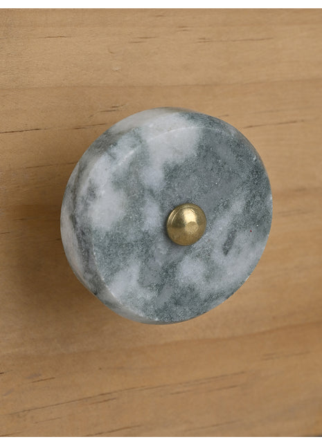 Round Marbled Grey and White Color Stone Cupboard Drawer Knob