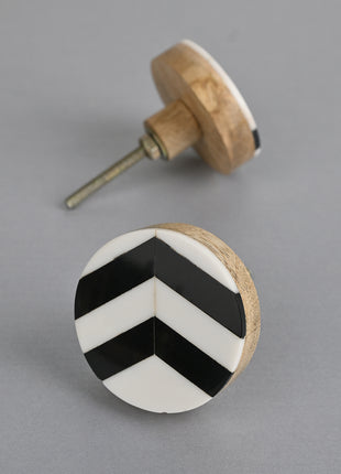 Handmade Round Shape Resin Black & White Cabinet Drawer Knobs