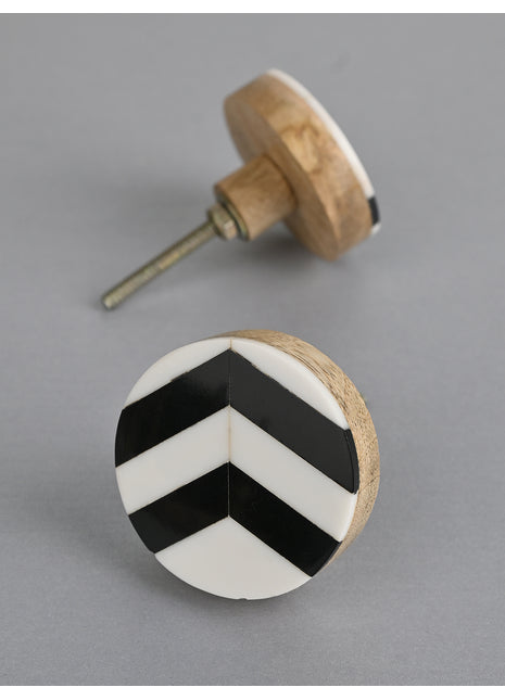 Handmade Round Shape Resin Black & White Cabinet Drawer Knobs