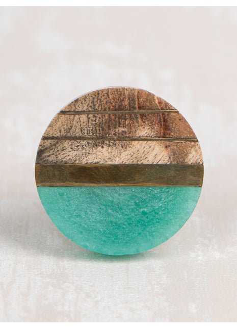 Unique Round Tricolor Wooden Dresser Cabinet Knob