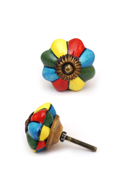 Handmade Multicolor Floral Dresser Cabinet Knob