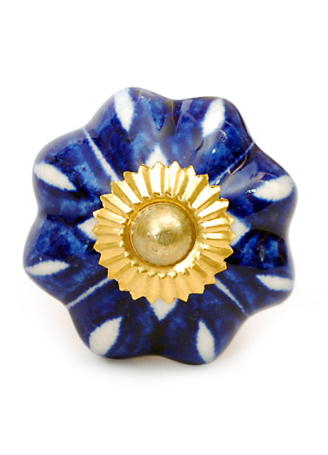 Elegant Blue Kitchen Cabinet Knob With White Design