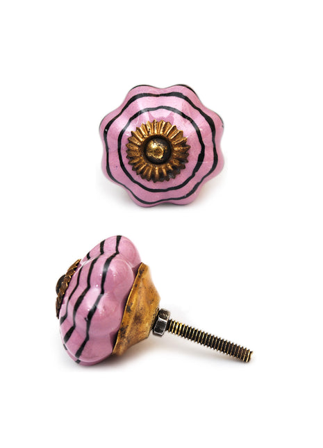 Pink And Black Flower Shaped Spiral Cabinet Drawer Knob