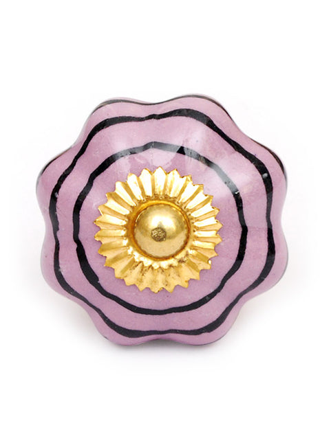 Pink And Black Flower Shaped Spiral Cabinet Drawer Knob