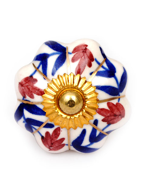 Elegant White Hand Painted Cabinet Knob