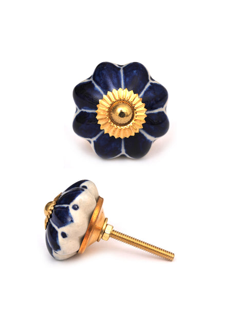 Elegant Blue Kitchen Cabinet Knob With White Lining