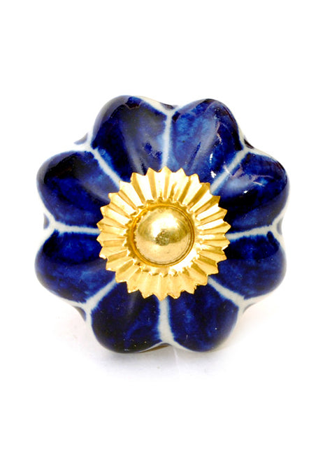 Elegant Blue Kitchen Cabinet Knob With White Lining