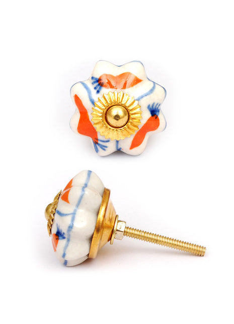 Flower Shaped White Dresser Cabinet Knob With Carrot Design